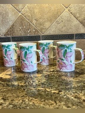 4 Dunoon Fine Bone China Afternoon Tea Mugs NWOT